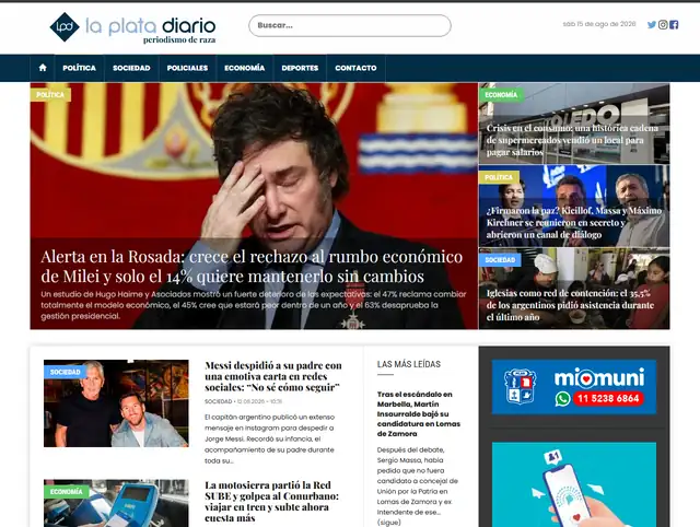 Portada del portal La Plata Diario, hecho con DigiPress