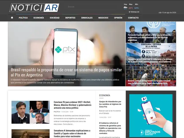 Portada del portal Noticiar, hecho con DigiPress
