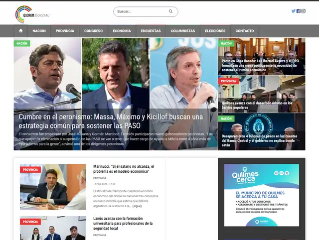 Portada del portal Quorum Digital, hecho con DigiPress